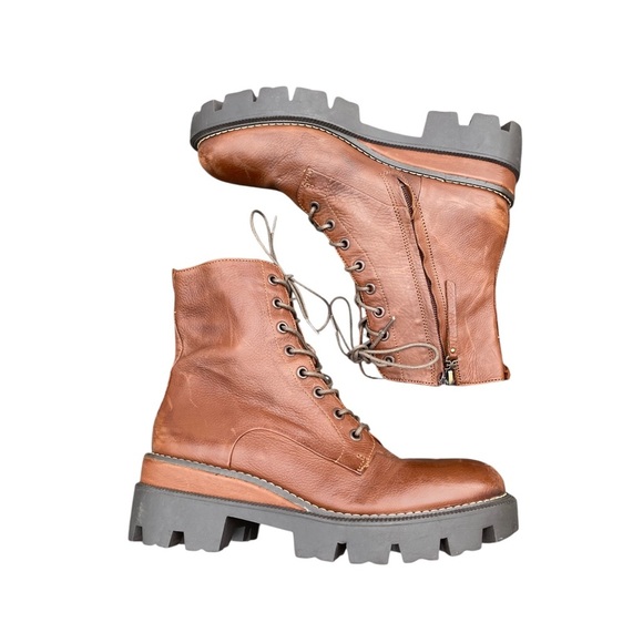 Sam Edelman Tan Leather Combat Boots - Picture 1 of 8